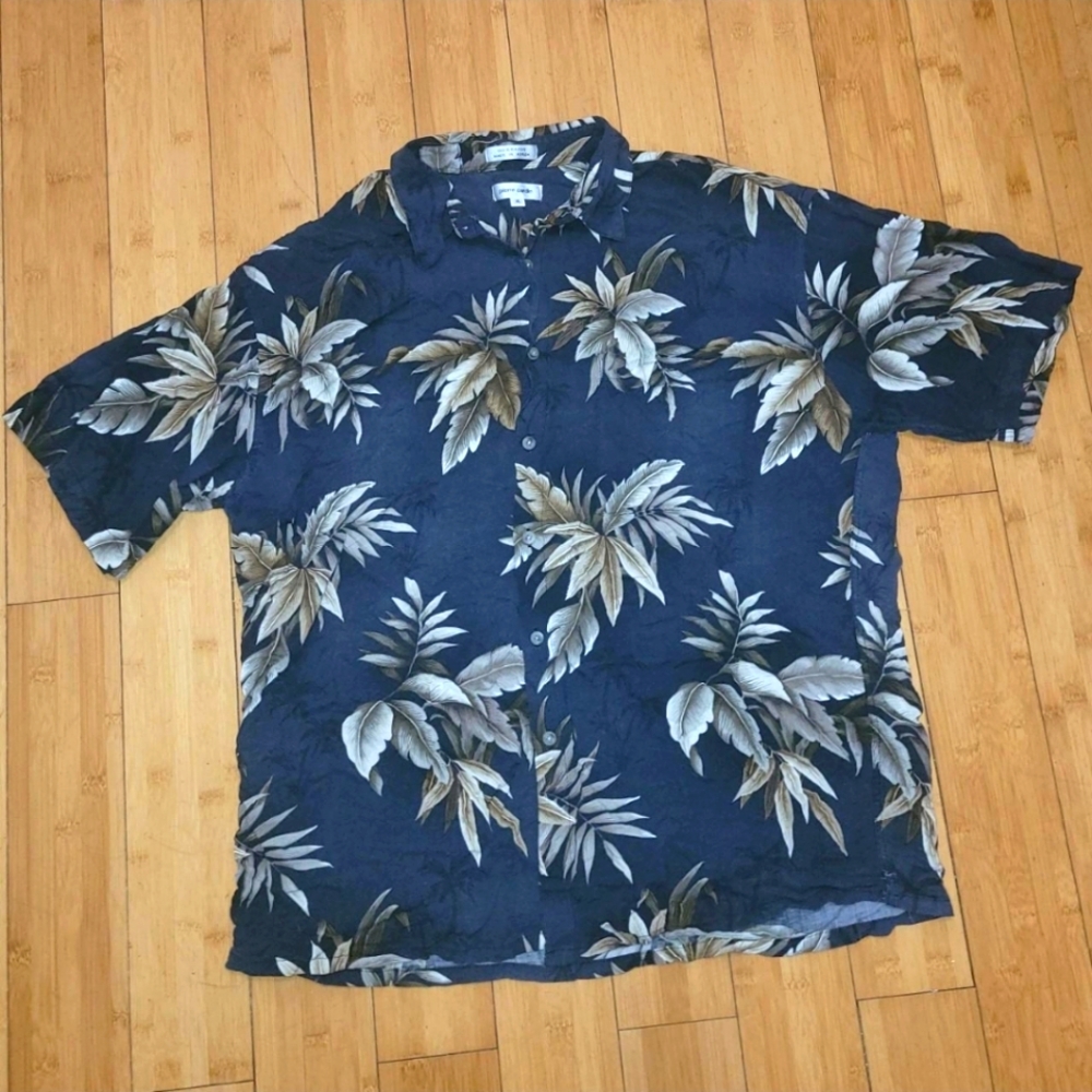 Pierre Cardin Hawaiian Mens XL Button-up Shirt